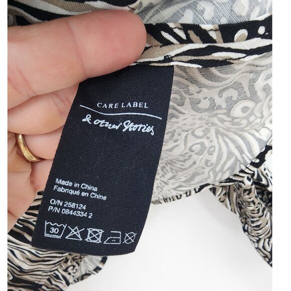 New NWT & Other Stories Animal Print Peplum Duo Button Wrap Blouse Top US 8 - Picture 11 of 12